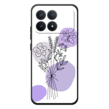 Силиконовый чехол с принтом в цветах на Xiaomi Poco F8 Pro – Фиолетовый букет