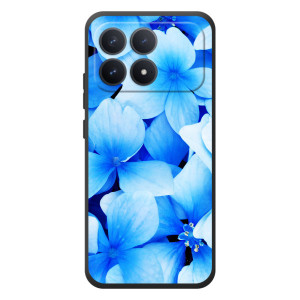 Силиконовый бампер с принтом (цветочки) на XiaoMi Poco F8 Pro (Синие цветы)