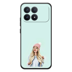 Силіконовый Чохол на Xiaomi Poco F8 Pro з картинкой Модных девушек (В шапці)