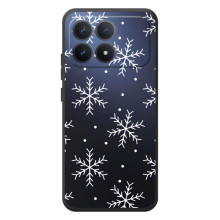 Зимні Чохли для Шіаомі Поко Ф8 Про - прозорий фон (Білі сніжинки)