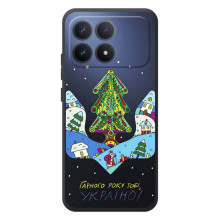Зимні Чохли для Шіаомі Поко Ф8 Про - прозорий фон (Різдвяний герб)
