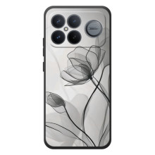 Чехол с цветочным принтом на :Xiaomi Поко F8 Ультра (Черные цветы)