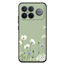 Чехол с цветочным принтом на :Xiaomi Поко F8 Ультра (Цветы на зеленом)