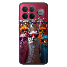 Чехол с принтом стильные животные для :Xiaomi Поко F8 Ультра (Ламы в очках)