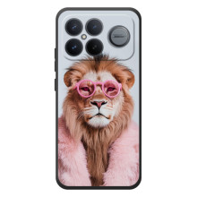 Чехол с принтом стильные животные для :Xiaomi Поко F8 Ультра (Лев в очках)