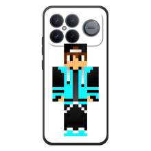 Чохли для Xiaomi Poco F8 Ultra (Персонажі МайнКрафт) (Хлопчик у блакитному)