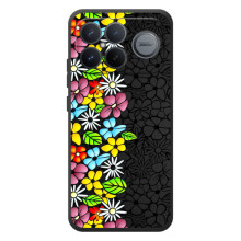 Силіконовий бампер з принтом (квіточки) на ШІаомі Поко F8 Ьlтра – Яскраві квіти на чорному