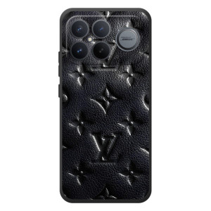 Текстурный Чехол Louis Vuitton для Xiaomi Poco F8 Альфа (Черный ЛВ)