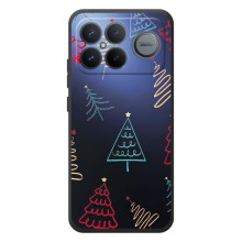 Зимние Чехлы для :Xiaomi Поко F8 Ультра - прозрачный фон (Рождественские елки)