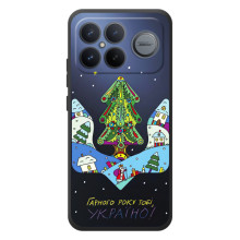 Зимние Чехлы для :Xiaomi Поко F8 Ультра - прозрачный фон (Рождественский герб)