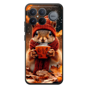 Печатный чехол «Зверята с кофе» для Xiaomi Poco F8 Ultra – Белка с кофе