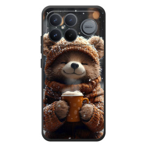 Печатный чехол «Зверята с кофе» для Xiaomi Poco F8 Ultra – Мишка с кофе