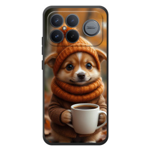 Печатный чехол «Зверята с кофе» для Xiaomi Poco F8 Ultra – Песик с кофе
