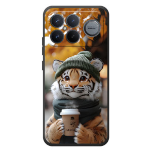 Печатный чехол «Зверята с кофе» для Xiaomi Poco F8 Ultra – Тигр с кофе