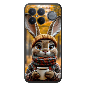 Печатный чехол «Зверята с кофе» для Xiaomi Poco F8 Ultra – Зайчик с кофе