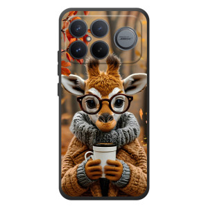 Печатный чехол «Зверята с кофе» для Xiaomi Poco F8 Ultra – Жираф с кофе