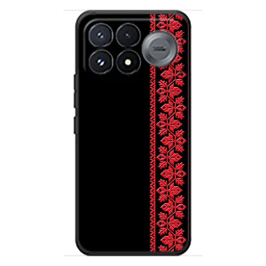 Силиконовый Чехол на Xiaomi Poco F9 Pro с картинкой Вышиванки (Вышиванка на черном)