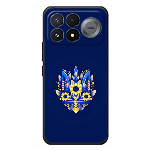 Чехол с украинским гербом на Xiaomi Poco F9 Pro – Цветочный герб