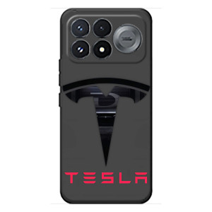 Силиконовый бампер с картинкой машины на Xiaomi Poco F9 Pro – Logo TESLA