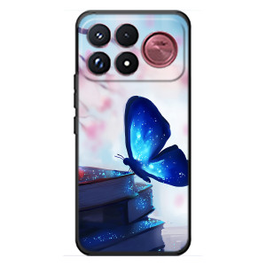 Силиконовый бампер с картинкой животных для Xiaomi Poco F9 Ultra (Бабочка синяя)