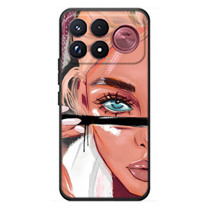 Силиконовый Чехол на Xiaomi Poco F9 Ultra с картинкой Стильных Девушек (Девушка и ресницы)