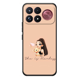 Силиконовый Чехол на Xiaomi Poco F9 Ultra с картинкой Стильных Девушек (С собакой)