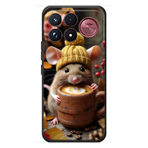 Печатный чехол «Зверята с кофе» для Xiaomi Poco F9 Ultra – Мышка с кофе