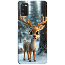 Яркий чехол для Xiaomi POCO M3 Pro (4G/5G) с Зимними Оленятами – Оленёнок в лесу