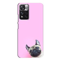 Бампер для Xiaomi Poco M4 Pro 5G с картинкой "Песики" (Собака на розовом)