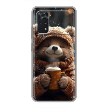 Печатный чехол «Зверята с кофе» для Xiaomi POCO M4 Pro 5G – Мишка с кофе