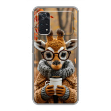 Печатный чехол «Зверята с кофе» для Xiaomi POCO M4 Pro 5G – Жираф с кофе