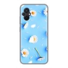 Чохол з Квітами для Xiaomi POCO M5 (ромашки на блакитному)