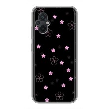 Чохол з розовим принтом для Xiaomi POCO M5 (Рожеві квіти на чорному)