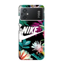 Силиконовый Чехол на Xiaomi POCO M5 с картинкой Nike (Цветочный Nike)