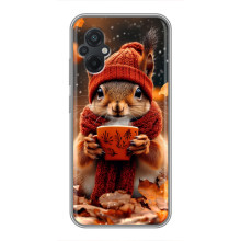 Печатный чехол «Зверята с кофе» для Xiaomi POCO M5 – Белка с кофе