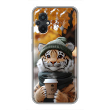 Печатный чехол «Зверята с кофе» для Xiaomi POCO M5 – Тигр с кофе