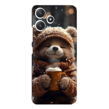 Печатный чехол «Зверята с кофе» для Xiaomi POCO M6 Pro (5G) – Мишка с кофе