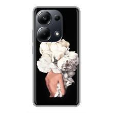 Чехлы (ART) Цветы на Xiaomi POCO M6 Pro (VPrint) (Белые цветы)