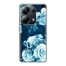 Чехлы (ART) Цветы на Xiaomi POCO M6 Pro (VPrint) (Голубые Бутоны)