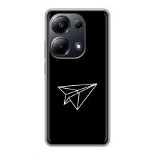 Чехол с картинками на черном фоне для Xiaomi POCO M6 Pro – Самолетик