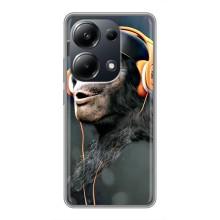 Чохол з Мавпами Xiaomi POCO M6 Pro - (AlphaPrint) (В навушниках)