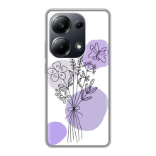 Силиконовый чехол с принтом в цветах на Xiaomi POCO M6 Pro (Фиолетовый букет)