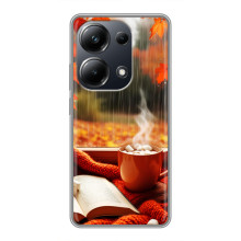 Чехол с уникальным дизайном «Осень с кофе» для Xiaomi POCO M6 Pro – Кофе и дождь