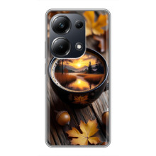 Чехол с уникальным дизайном «Осень с кофе» для Xiaomi POCO M6 Pro – Тёмный кофе