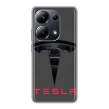 Силиконовый бампер с картинкой машины на Xiaomi POCO M6 Pro – Logo TESLA