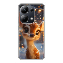 Яркий чехол для Xiaomi POCO M6 Pro с Зимними Оленятами – Оленёнок среди гирлянд