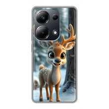 Яркий чехол для Xiaomi POCO M6 Pro с Зимними Оленятами – Оленёнок в лесу