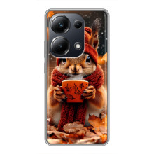 Печатный чехол «Зверята с кофе» для Xiaomi POCO M6 Pro – Белка с кофе