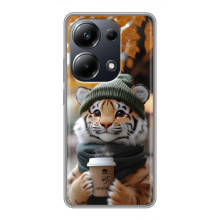 Печатный чехол «Зверята с кофе» для Xiaomi POCO M6 Pro – Тигр с кофе
