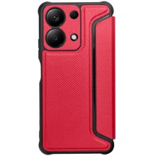 Кожаный чехол-книжка GETMAN Razor (PU) для Xiaomi Redmi 13 4G / Poco M6 4G – Красный